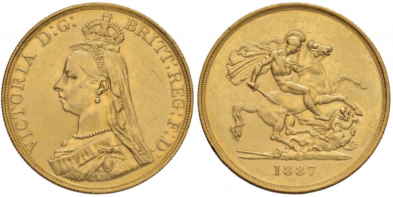 INGHILTERRA Vittoria (1837-1901) 5 Sterline 1887 - Seaby 3864 AU (g 39,83) Fondi...