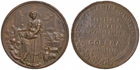 SPAGNA Medaglia 1885 Barcelona per meriti durante il colera - AE (g 88,96 - Ø 54 mm) Porosa, colpi al bordo
qBB/BB