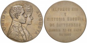SPAGNA Medaglia 1906 Union Augusta. Alfonso XIII y Victoria Eugenia de Battenberg - Opus: B. Maura - AG (g 96,15 - Ø 60 mm)
SPL