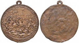 Medaglia Italia rinascimentale - Le vittorie a Cerignola e Garigliano - AE (g 22,17 - Ø 55 mm) Si ritiene che sia Annibale Fontana (1540-1587). Dorato...