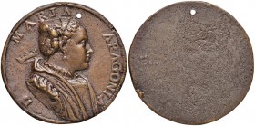 Maria d’Aragona Medaglia uniface - AE (g 24,97 - Ø 44 mm) Forata. Attribuita a Leone Leoni. Un esemplare simile nell’asta Baldwin’s 6 ha realizzato 14...