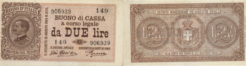 CARTAMONETA Banca d’Italia - 2 Lire 17/10/1921 - Alfa 34 R Serie 149 906939. Lie...