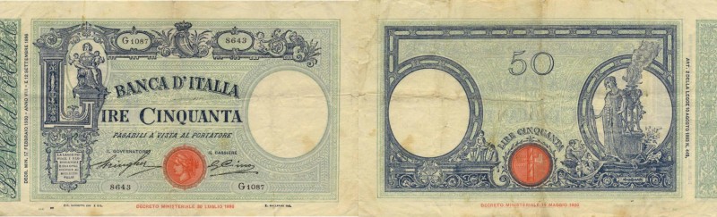 CARTAMONETA Banca d’Italia - 50 Lire 17/02/1930 - Alfa 177 Forellino centrale e ...