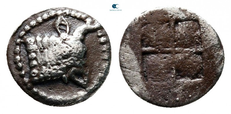 Macedon. Akanthos circa 470-390 BC. 
Hemiobol AR

8 mm., 0,39 g.



nearl...