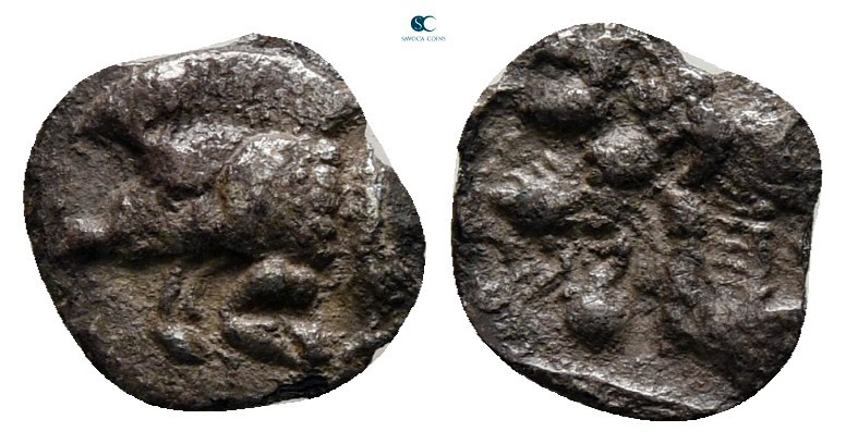Mysia. Kyzikos circa 525-475 BC. 
Tetartemorion AR

7 mm., 0,22 g.



ver...