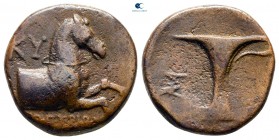 Aiolis. Kyme. ΕΥΒΙΟΣ (Eubios), magistrate circa 350-250 BC. Bronze Æ