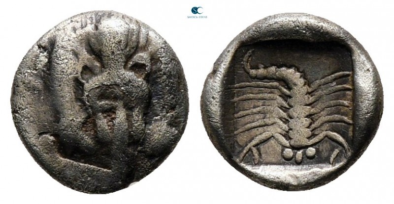 Caria. Mylasa circa 450-400 BC. 
Obol AR

7 mm., 0,54 g.



very fine