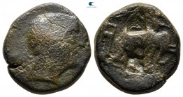 Seleukid Kingdom. Imitating an uncertain military mint in Coele. Antiochos III Megas 223-187 BC. Bronze Æ