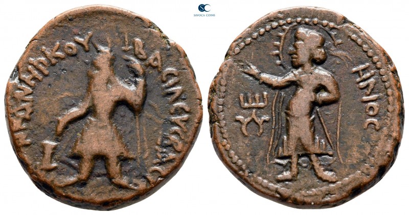 Kushan Empire. Main mint in Begram. Kanishka I AD 127-152. 
Didrachm Æ

23 mm...