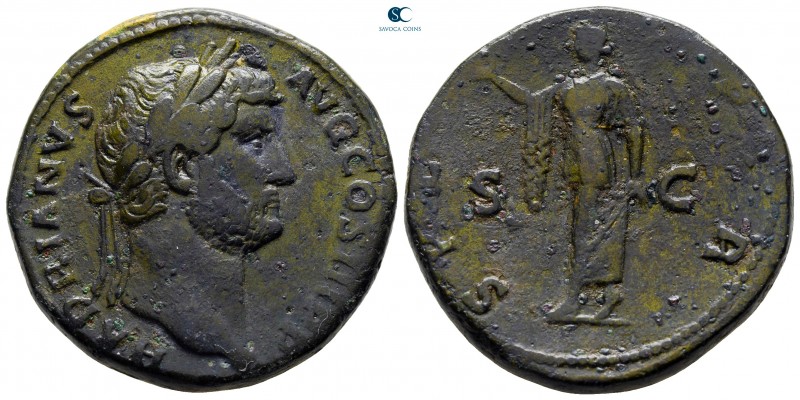 Hadrian AD 117-138. Rome
Sestertius Æ

30 mm., 26,19 g.



very fine