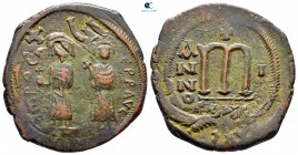 Phocas, with Leontia AD 602-610. Constantinople. Follis or 40 Nummi Æ