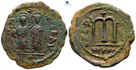 Phocas, with Leontia AD 602-610. Nikomedia. Follis Æ