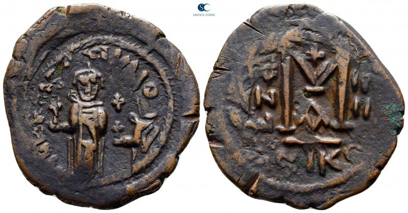 Heraclius with Heraclius Constantine AD 610-641. Dated RY 4 (613/4). Nikomedia
...