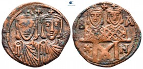 Leo IV with Constantine VI, Constantine V and Leo III AD 775-780. Constantinople. Follis or 40 Nummi Æ