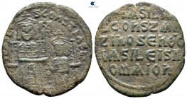 Basil I the Macedonian, with Constantine AD 867-886. Constantinople. Follis Æ