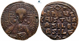 Attributed to Basil II and Constantine VIII AD 976-1028. Contemporary imitation. Constantinople. Anonymous Follis Æ