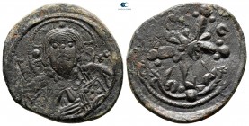 Basil II Bulgaroktonos, with Constantine VIII AD 976-1025. Constantinople. Anonymous Follis Æ