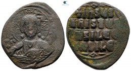 Basil II Bulgaroktonos, with Constantine VIII AD 976-1025. Constantinople. Anonymous Follis Æ