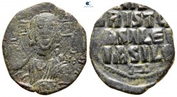 Basil II Bulgaroktonos, with Constantine VIII AD 976-1025. Constantinople. Anonymous Follis Æ