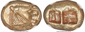 LYDIAN KINGDOM. Alyattes or Walwet (ca. 610-561 BC). EL third-stater or trite (13mm, 4.71 gm). NGC Choice AU 4/5 - 4/5. Uninscribed issue, Lydo-Milesi...