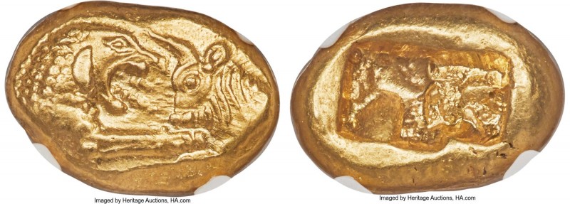 LYDIAN KINGDOM. Croesus (561-546 BC). AV stater (16mm, 8.05 gm). NGC Choice AU S...