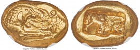 LYDIAN KINGDOM. Croesus (561-546 BC). AV stater (16mm, 8.05 gm). NGC Choice AU S 5/5 - 5/5. Sardes, 'light' standard, ca. 553-539 BC. Confronted forep...
