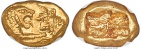 LYDIAN KINGDOM. Croesus (561-546 BC). AV third-stater or trite (12mm, 2.69 gm). NGC Gem MS 5/5 - 5/5. Sardes, 'light' standard, ca. 553-539 BC. Confro...