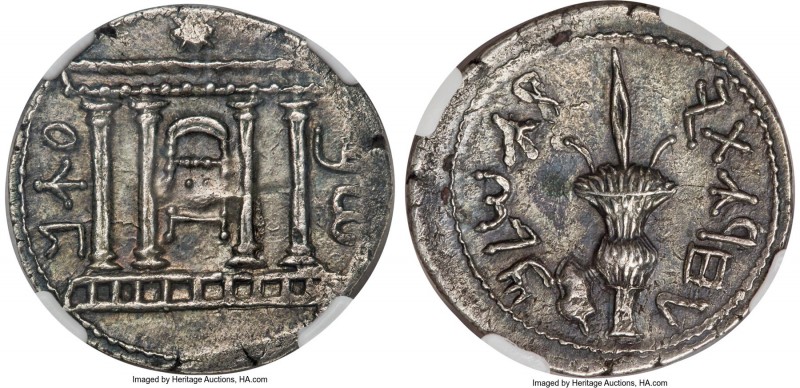 JUDAEA. Bar Kokhba Revolt (AD 132-135). AR sela (28mm, 14.14 gm, 1h). NGC Choice...