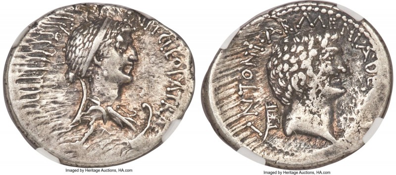 Marc Antony and Cleopatra VII of Egypt, rulers of the East (37-30 BC). AR denari...
