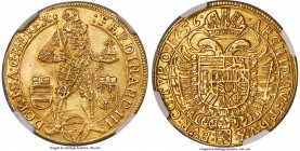Ferdinand III gold 2 Ducat 1656 AU58 NGC, Vienna mint, KM899, Fr-231. 6.87gm. Apparently an exceptionally elusive date for this already lesser-seen do...