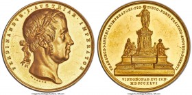 Ferdinand I gold "Francis I Monument" Medal of 25 Ducats 1846 MS61 NGC, cf. Horsky-3650 (listed in silver), Montenuovo-2621 (same), Hauser-114 (same)....