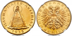 Republic gold Prooflike 100 Schilling 1935 PL67 NGC, KM2857. The key date in this four-year series, and the only one that saw a mintage of under 1,000...