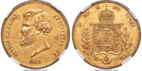 Pedro II gold 20000 Reis 1862 AU53 NGC, Rio de Janeiro mint, KM468 (Rare), LMB-682. Only the third example of this "king" of the Pedro II 20,000 Reis ...