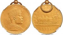 Menelik II gold Matte Proof Medal EE 1895 (1903) PR67 NGC, Paris mint, Gill-M39 (this medal). 32.5mm. 23.5g. By J.C. Chaplain and H. Patey. A commemor...
