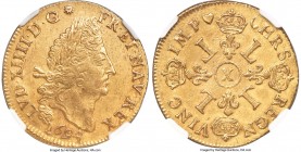 Louis XIV gold 2 Louis d'Or 1694/3-X UNC Details (Reverse Cleaned) NGC, Amiens mint, KM-Unl., Fr-432, Gad-260. A very scarce issue, and the only examp...