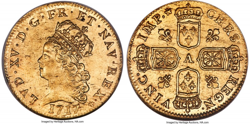 Louis XV gold Louis d'Or de Noailles 1717-A MS64 NGC, Paris mint, KM428.1 (liste...