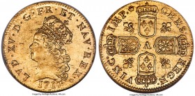 Louis XV gold Louis d'Or de Noailles 1717-A MS64 NGC, Paris mint, KM428.1 (listed as 2 Louis d'Or), Gad-344 (R). Struck for a relatively brief product...
