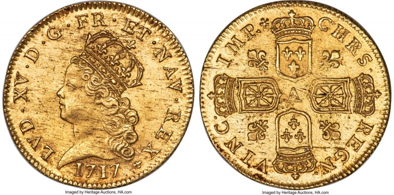 Louis XV gold Louis d'Or de Noailles 1717-A MS64 NGC, Paris mint, KM428.1 (liste...