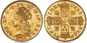 Louis XV gold Louis d'Or de Noailles 1717-A MS64 NGC, Paris mint, KM428.1 (listed as 2 Louis D'or), Gad-344, Dup-1630, Fr-450. A striking example of t...