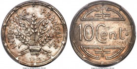 French Colony silver Specimen Essai 10 Cents 1945 SP61 PCGS, Lec-183a. Rare pattern issue with "ESSAI" written below reverse denomination. Sharply str...