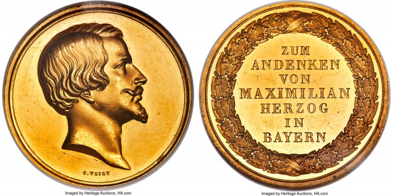 Bavaria. Duke Maximilian gold "Art/Science Award" Medal of 14 Ducats ND (1871) M...
