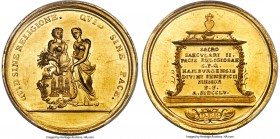 Hamburg. Free City gold Specimen "Religious Peace" Medal of 5 Ducats 1755-DFK SP62 PCGS, Gaed-1890, Vogel-8799. 36mm. 17.42gm. By J.H. Wahl. An exquis...