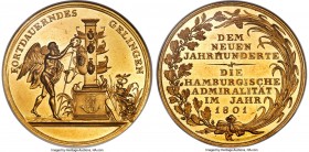 Hamburg. Free City gold "Admiralty College Century" Medal of 10 Ducats 1801-Dated MS62 NGC, Gaed-1986, Vogel-8822. 45mm. 34.74gm. By F.W. Loos. An art...