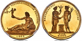 Hamburg. Free City gold "Peace of Amiens" Medal of 5 Ducats 1802 MS63 S NGC, Gaed-1993, Vogel-8826. 37mm. 16.81gm. By A. Abramson. On the Treaty of Am...