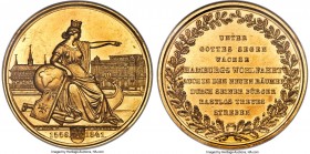 Hamburg. Free City gold "Stock Exchange" Medal of 10 Ducats 1841-Dated MS61 NGC, Gaed-2069, Vogel-8850. 42mm. 34.55gm. By H. Lorenz, Loos workshop, Be...
