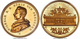 Prussia. Wilhelm II gold Specimen "Art Award" Medal ND (1888) SP63 PCGS, Husken-7.381, Sommer-Unl. 30mm. 34.99gm. Obv. Uniformed bust of Wilhelm II. /...