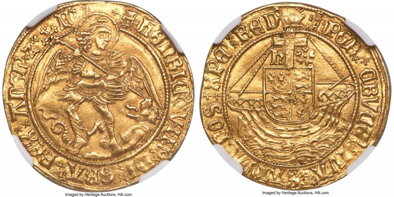 Henry VIII (1509-1547) gold Angel ND (1509-1526) MS64 NGC, Tower mint, Castle mm...