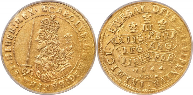 Charles I gold Triple Unite 1644 AU Details (Altered Surfaces) PCGS, Oxford mint...