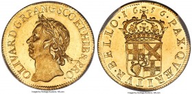 Oliver Cromwell gold Proof Pattern Broad of 20 Shillings 1656 PR63 Cameo PCGS, KM-Pn25, S-3225, N-2744, Schneider-367, W&R-39 (R2). A simply astoundin...