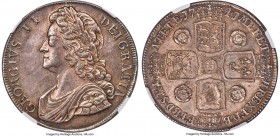 George II Crown 1741 MS62 NGC, KM575.2, S-3687, ESC-1666 (prev. ESC-123). A pleasingly toned Mint State example of the "roses reverse" type crown feat...